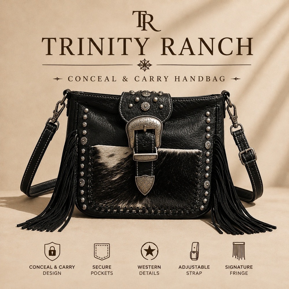 Trinity Ranch Conceal Carry Hair On Hide Fringe Crossbody Western‎ Handbag